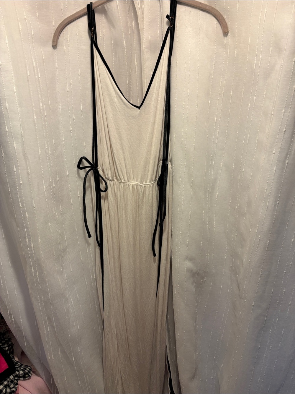 Victoria's Secret Cream nightgown with Black Straps & Trim